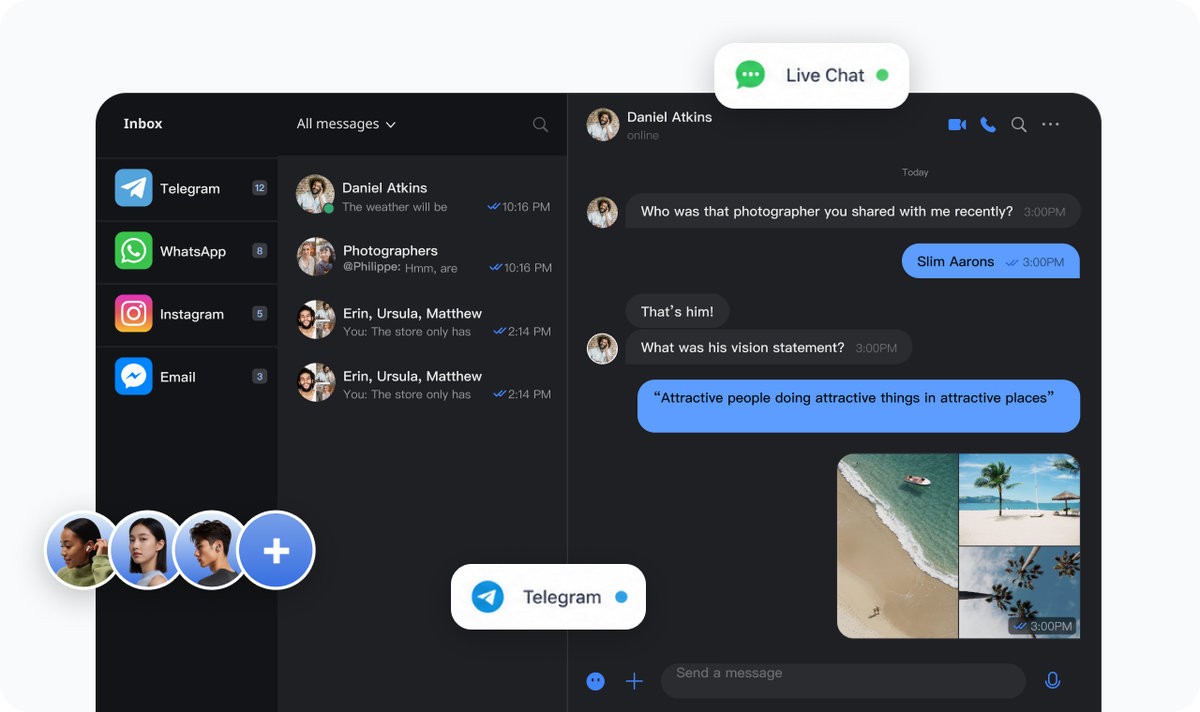 Knocket 统一收件箱：网页、Telegram、邮箱等渠道消息汇聚